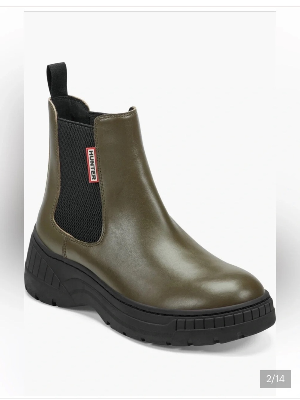 Hunter Women’s Olive Green Neveah Slip On Waterproof Chelsea Bootie